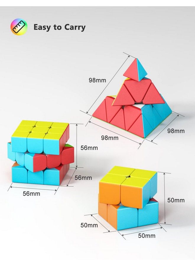 VDEALEN مجموعة مكعبات السرعة، حزمة مكعبات 2X2X2 3X3X3 هرم بدون ملصقات، ألعاب مكعبات سلسة هدية للأطفال والبالغين - Image 5