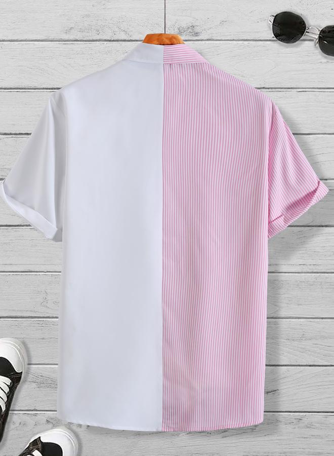 Take Two Men Color Block Striped Shirt - Image 2