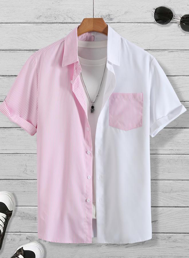 Take Two Men Color Block Striped Shirt - Image 1