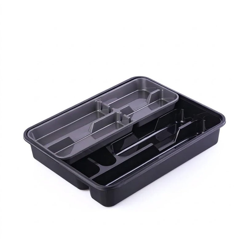 2 Tier Cutlery Organizer Drawer, 8 Separate Compartments, BPA Free, Dishwasher Safe, 38 x 30 x 7 cm, Multicolor (Random Color) Multicolor