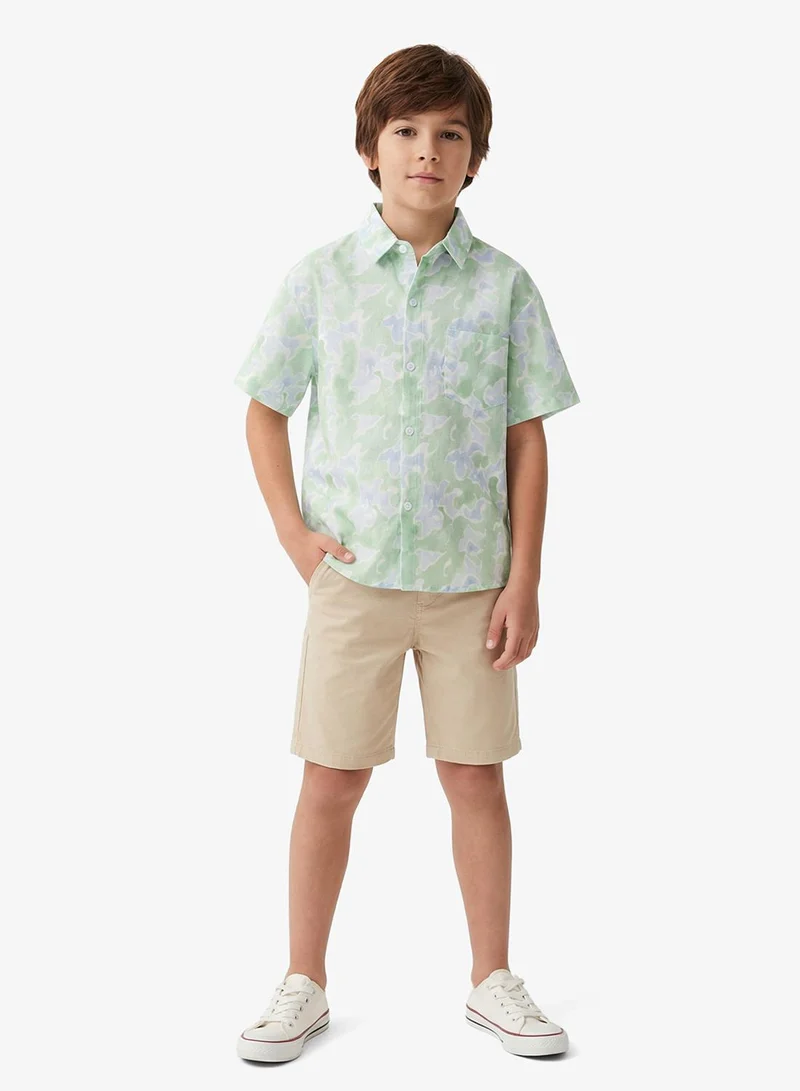 بنياتا قميص مطبوع بأكمام قصيرة