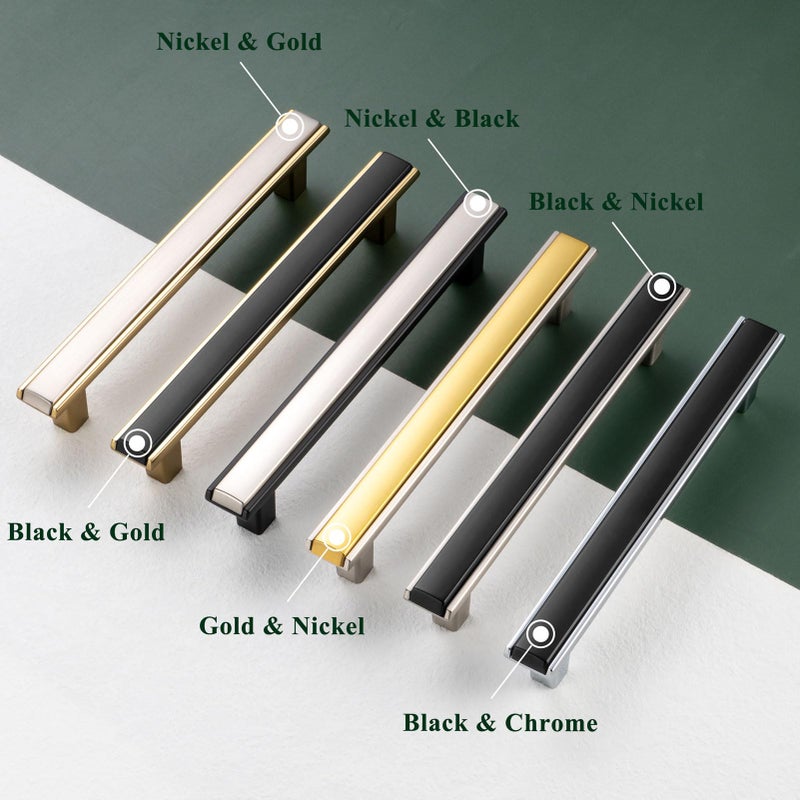 BEROSSA Nickel and Black Cabinet Pulls Brushed Nickel and Matte Black Kitchen Cabinet Handles, 10 Pack 5 Inch, 2281 Two Tone Hardware for Cabinets Drawers Bedroom Dresser Cupboard Bathroom Vanity - Image 2