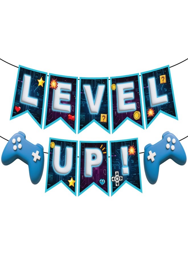 Indotribe Level Up Banner - 10ft Preassembled Ready To Use Level Up Party Decorations Level Up Sign Video Game Party Decoration Happy Birthday Banner Game On Video Game Birthday Decorations - Image 1