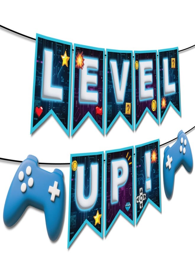 Indotribe Level Up Banner - 10ft Preassembled Ready To Use Level Up Party Decorations Level Up Sign Video Game Party Decoration Happy Birthday Banner Game On Video Game Birthday Decorations - Image 2