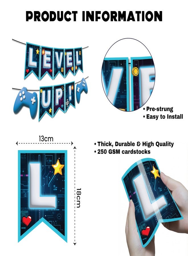 Indotribe Level Up Banner - 10ft Preassembled Ready To Use Level Up Party Decorations Level Up Sign Video Game Party Decoration Happy Birthday Banner Game On Video Game Birthday Decorations - Image 4