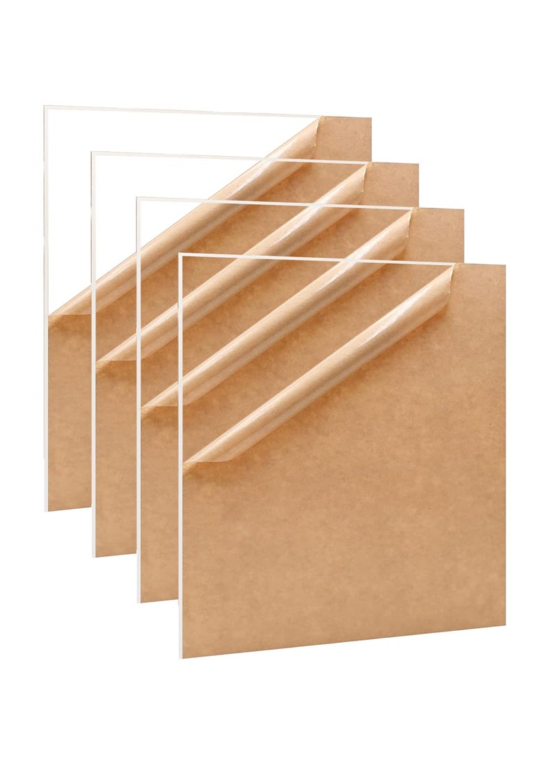 True Flair True Flair Acrylic Glass Sheet 6 X 6 Inch Transparent Clear Sheets For Painting And Other Purpose Pack of 4 3mm 