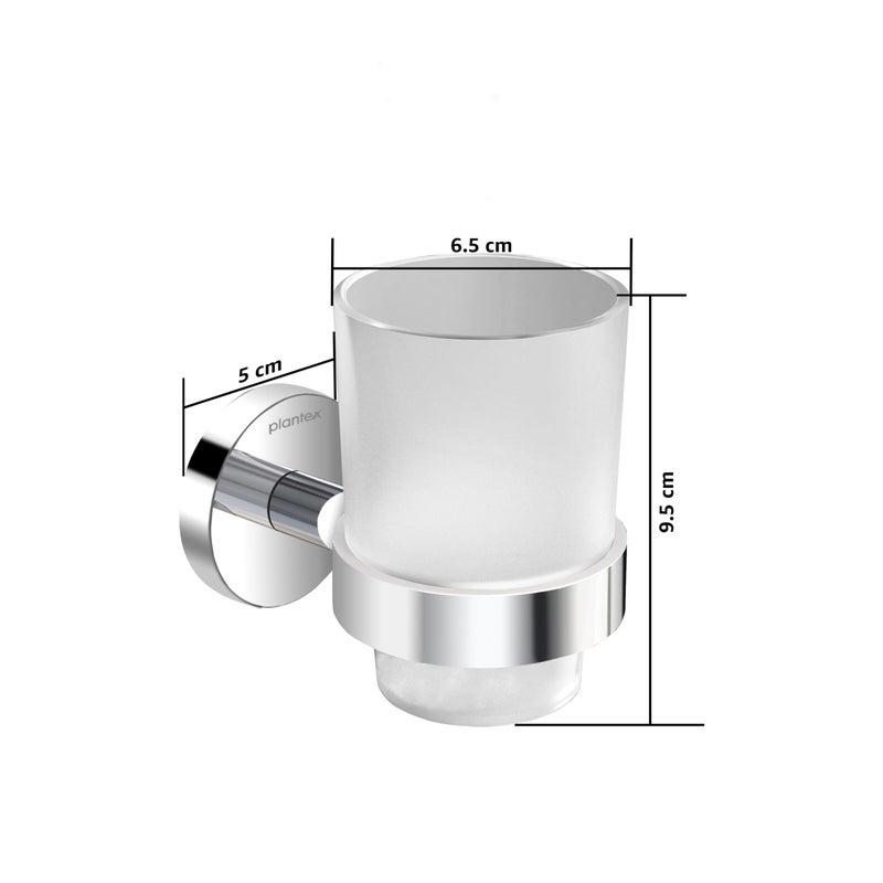 Plantex Smero Pure Brass Toothbrush and Paste Holder/Tumbler Holder/Toothpaste Holder/Bathroom Accessories - Circle (Chrome) - Image 3