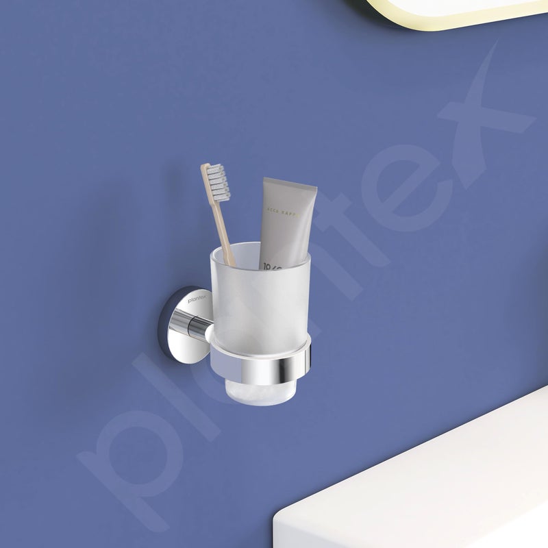 Plantex Smero Pure Brass Toothbrush and Paste Holder/Tumbler Holder/Toothpaste Holder/Bathroom Accessories - Circle (Chrome) - Image 2
