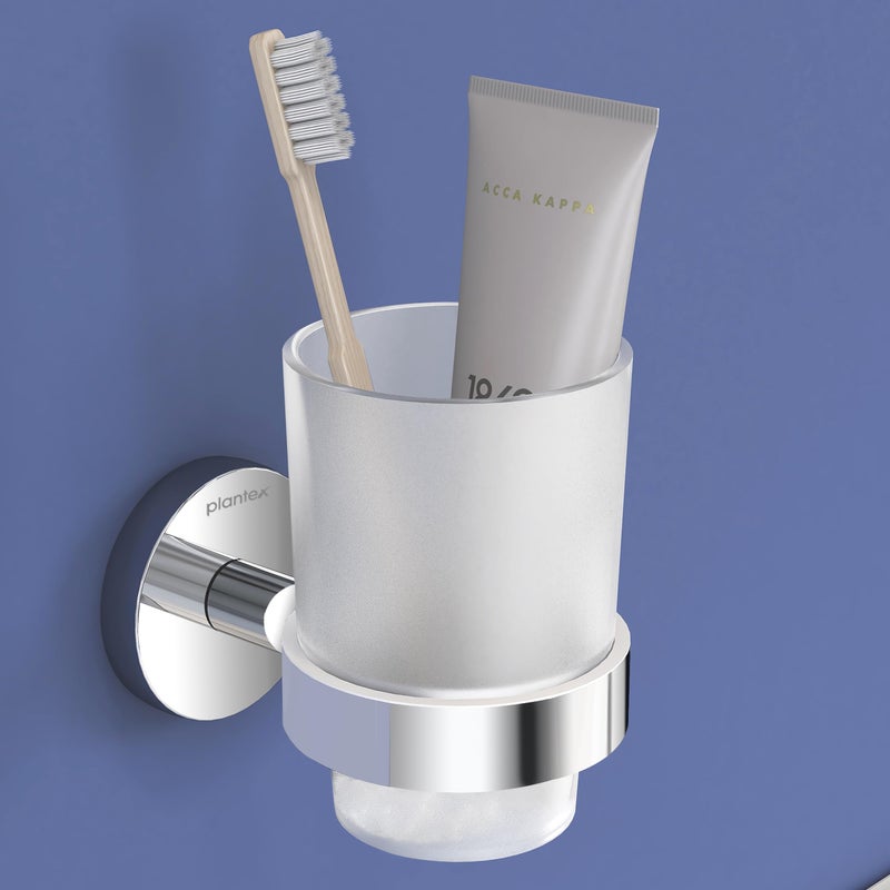 Plantex Smero Pure Brass Toothbrush and Paste Holder/Tumbler Holder/Toothpaste Holder/Bathroom Accessories - Circle (Chrome) - Image 1