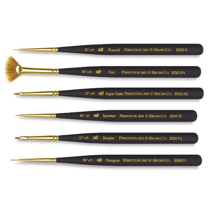 Princeton Princeton MiniDetailer Short Handle Paintbrush Set 6 x Brushes Black P30506SET  - Image 1