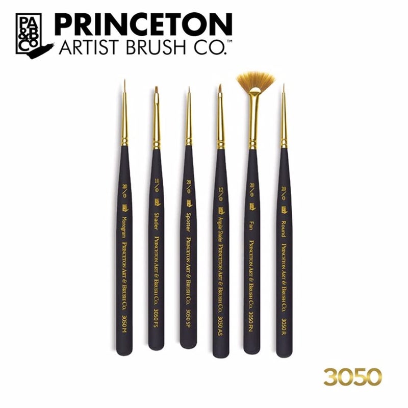 Princeton Princeton MiniDetailer Short Handle Paintbrush Set 6 x Brushes Black P30506SET  - Image 2
