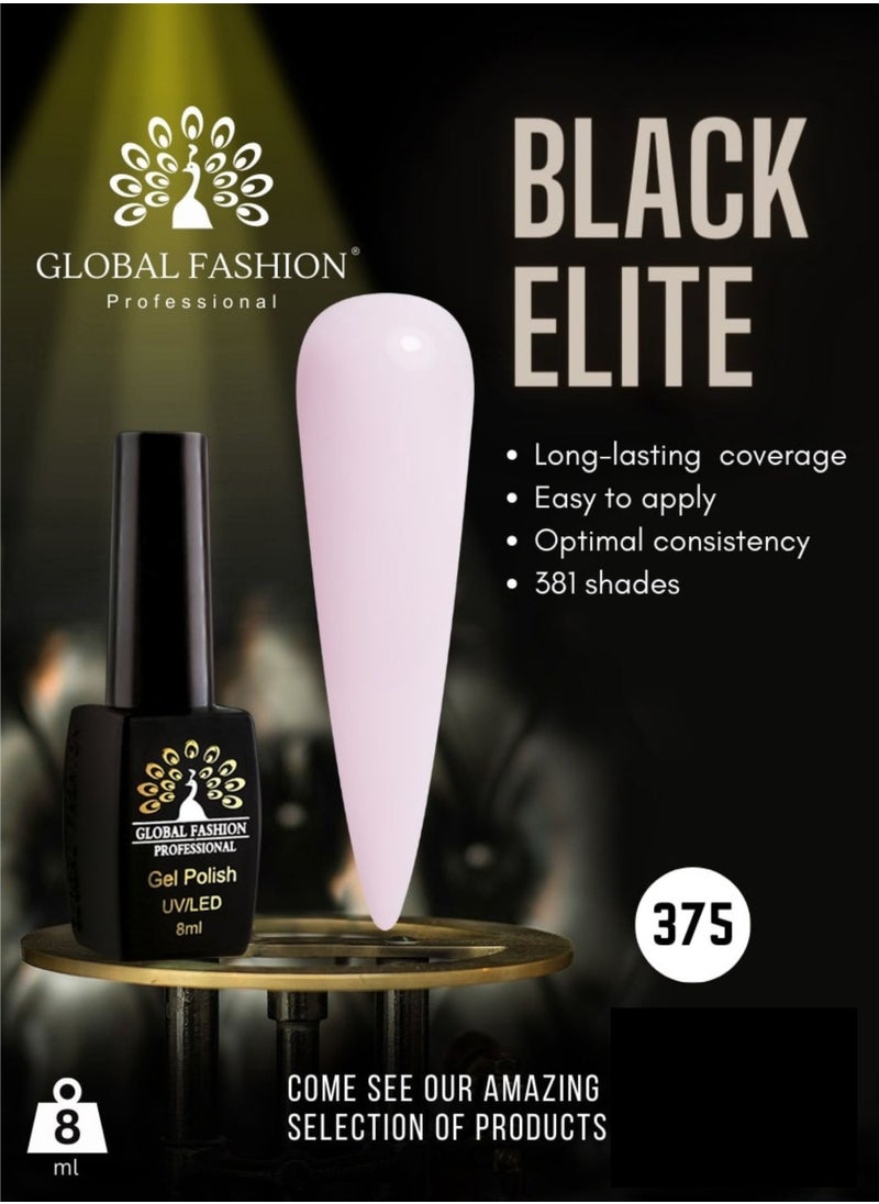 GLOBAL FASHION - Global Fashion Black Elite Gel Polish | 132 Colors of Long-Lasting Elegance - 8ml | 375 - Image 1