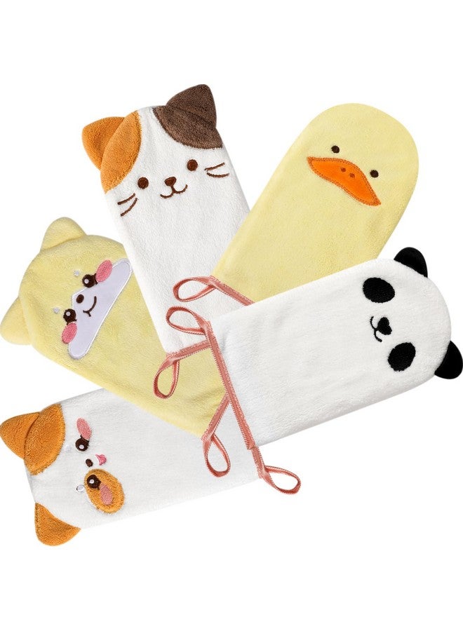 PHOGARY 5-Pack Microfiber Body Wash Mitts, 4.5×9 inch Super Absorbent & Soft Face Washcloths Gloves in Cute Animal Style - Gentle Scrub for Baby, Toddler, and Kids Bath and Shower - Image 1