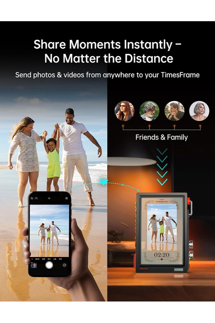 Divoom Times Frame-10.1" Digital Picture Frame Transparent IPS Smart Linux OS with RGBLED Rotary Knob WiFi 64GB 400+Clock Faces Widget 50+API Feeds Gift Mode Pixel Art Community Personalized Display