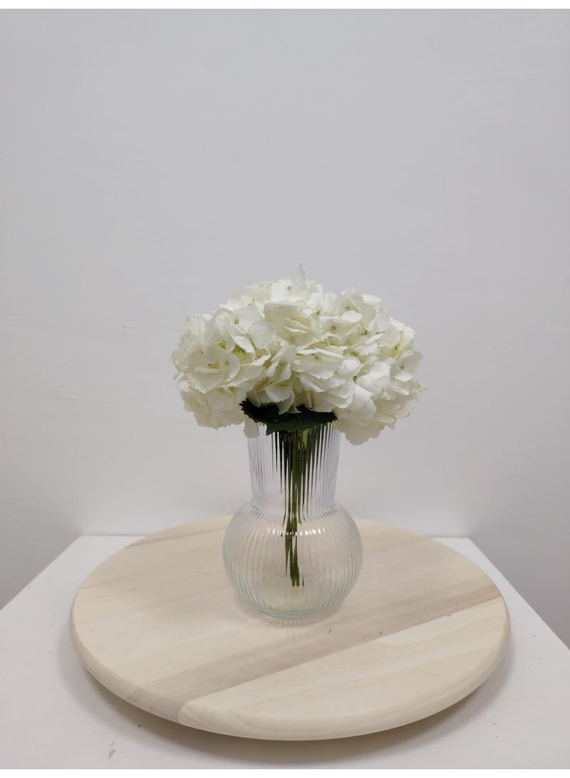 FLUTED ROUND CLEAR GLASS VASE