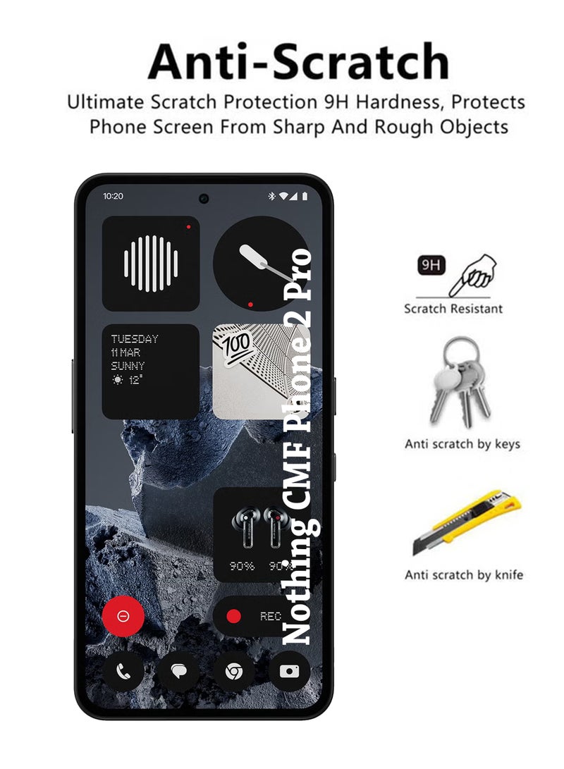2 Pack Nothing CMF Phone 2 Pro Screen Protector | Tempered Glass Compatible with Nothing CMF Phone 2 Pro | Screen Protector Full HD Quality Tempered Glass Anti-Scratch Edge to Edge Coverage with Easy Installation Kit - Black - Image 3