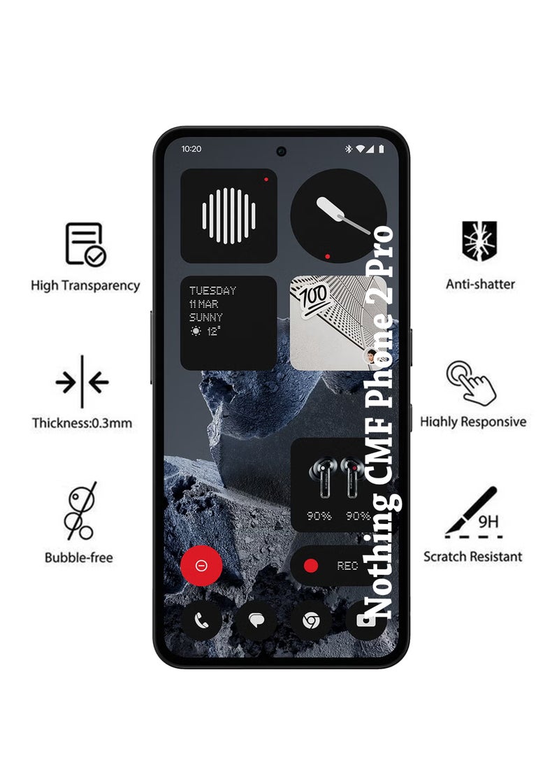 2 Pack Nothing CMF Phone 2 Pro Screen Protector | Tempered Glass Compatible with Nothing CMF Phone 2 Pro | Screen Protector Full HD Quality Tempered Glass Anti-Scratch Edge to Edge Coverage with Easy Installation Kit - Black - Image 2