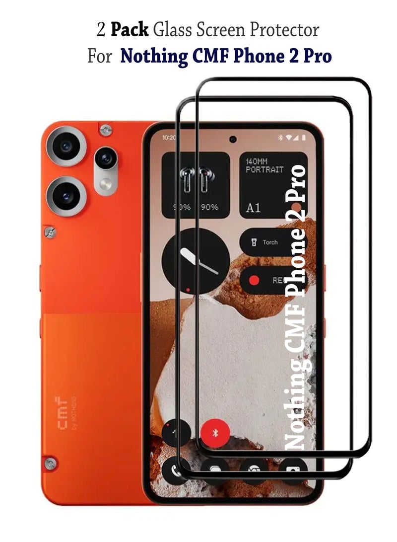 2 Pack Nothing CMF Phone 2 Pro Screen Protector | Tempered Glass Compatible with Nothing CMF Phone 2 Pro | Screen Protector Full HD Quality Tempered Glass Anti-Scratch Edge to Edge Coverage with Easy Installation Kit - Black - Image 1