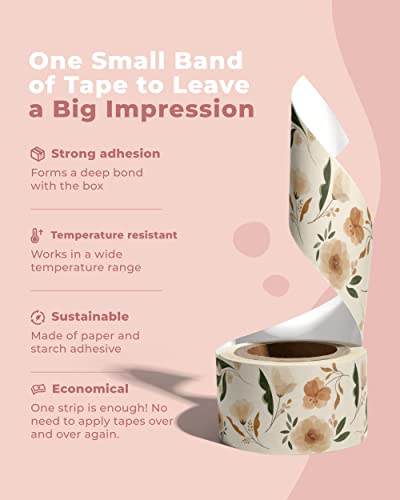 Impack Water Activated Tape - Packing Tapes for Sealing Boxes and Cartons - Gummed Tapes for Mail Boxes or Gift Boxes - Biodegradable Paper Shipping Tape for Small Business (Camelia Bloom) - Image 5