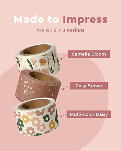 Impack Water Activated Tape - Packing Tapes for Sealing Boxes and Cartons - Gummed Tapes for Mail Boxes or Gift Boxes - Biodegradable Paper Shipping Tape for Small Business (Camelia Bloom) - Image 3
