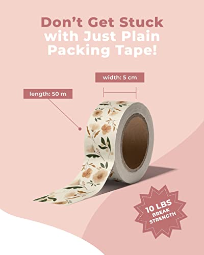 Impack Water Activated Tape - Packing Tapes for Sealing Boxes and Cartons - Gummed Tapes for Mail Boxes or Gift Boxes - Biodegradable Paper Shipping Tape for Small Business (Camelia Bloom) - Image 4