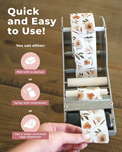 Impack Water Activated Tape - Packing Tapes for Sealing Boxes and Cartons - Gummed Tapes for Mail Boxes or Gift Boxes - Biodegradable Paper Shipping Tape for Small Business (Camelia Bloom) - Image 2