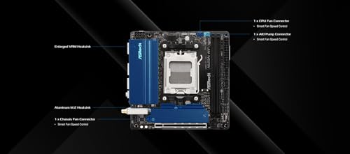 ASRock A620AI WiFi AMD AM5 Mini-ITX Motherboard, Supports AMD Ryzen 9000/8000/7000 Series Processors, DDR5 8200+ (OC), PCIe 4.0, Dual LAN, WiFi 6E, 8+2+1 Power Phase - Image 3