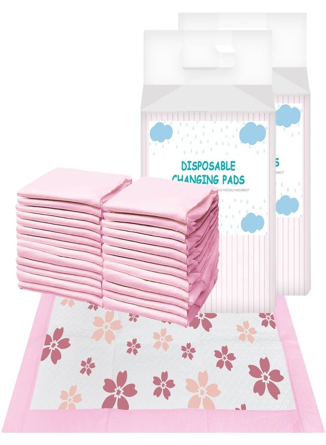 FORYEE Disposable Changing Pad Liners for Baby 17 x 13 Inches (50 Pack) Absorbent Waterproof Underpads Incontinence Care Soft Non-Woven Fabric Breathable Changing Pad (Cherry Blossom) - Image 1