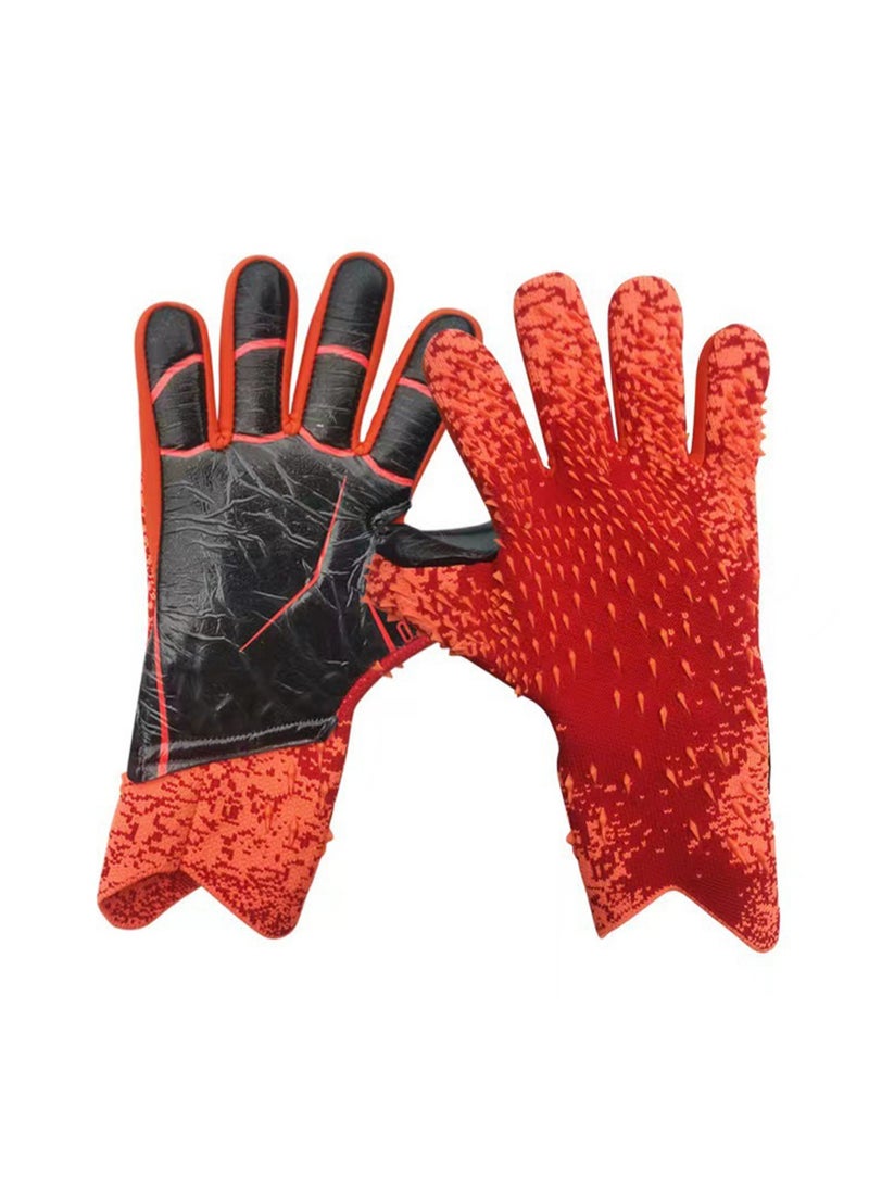 Generic Soccer Goalkeeper Gloves Goalkeeper Training Gloves Strong Grip Non-slip Breathable Suitable for Adults and Kids (Black Orange Size 10)  - Image 1