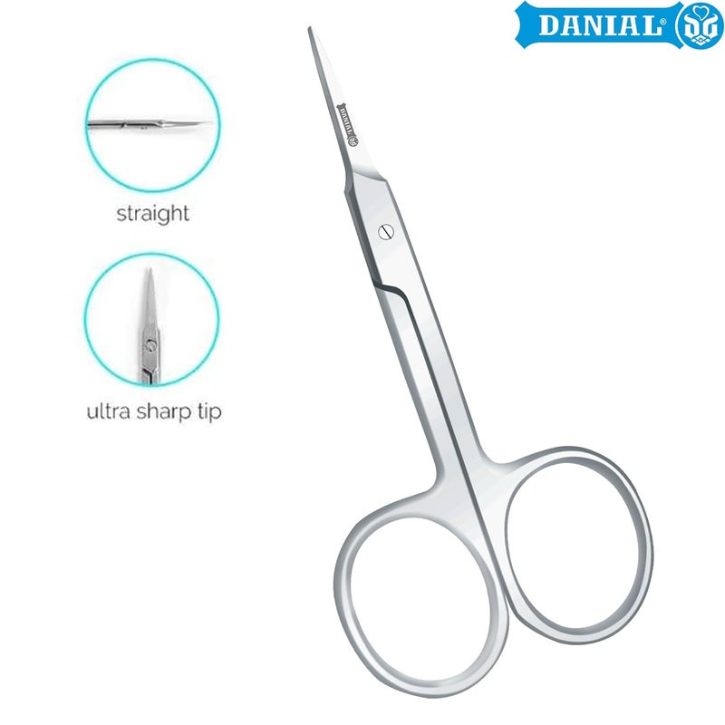 DANIAL Stainless Steel Straight Beauty Grooming Scissors for Facial Hair, Manicure, Nail, Moustache, Eyebrow, Eyelash, Nose, Ear, Cuticle and Dry Skin, Men and Women - Image 2
