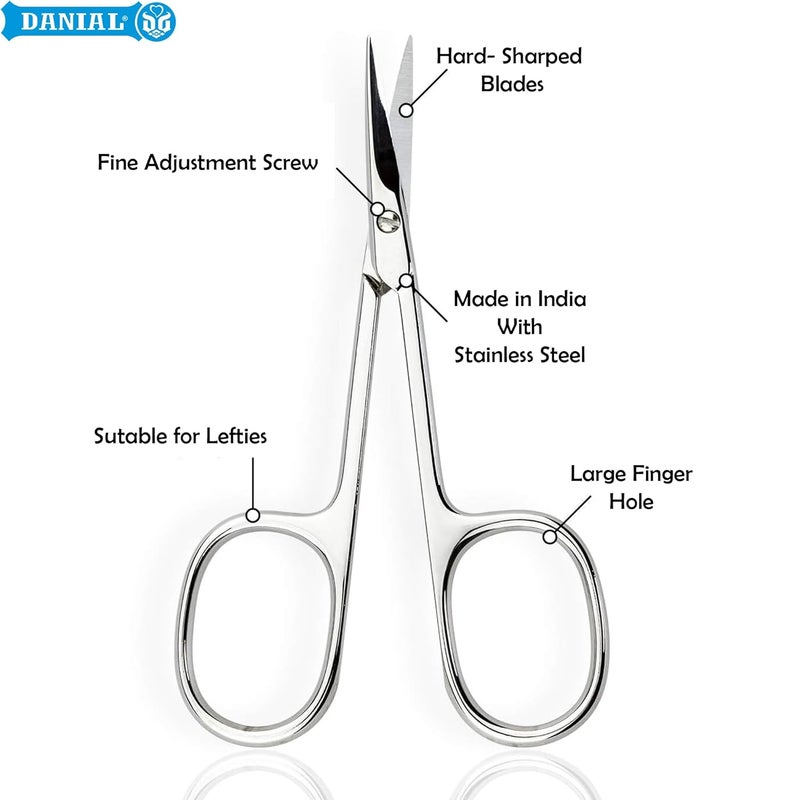 DANIAL Stainless Steel Straight Beauty Grooming Scissors for Facial Hair, Manicure, Nail, Moustache, Eyebrow, Eyelash, Nose, Ear, Cuticle and Dry Skin, Men and Women - Image 4