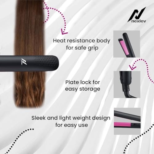 Nexlev Hair Styling Straightener & Curler| 2 in 1 Hair Styler| 200°C in 30 Seconds| Long Ceramic Floating Plates| Rounded Body for Curls| Plate Lock| Portable HS-01, Hair Straightener Tong - Black - Image 3