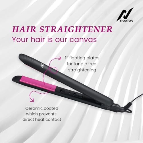 Nexlev Hair Styling Straightener & Curler| 2 in 1 Hair Styler| 200°C in 30 Seconds| Long Ceramic Floating Plates| Rounded Body for Curls| Plate Lock| Portable HS-01, Hair Straightener Tong - Black - Image 4