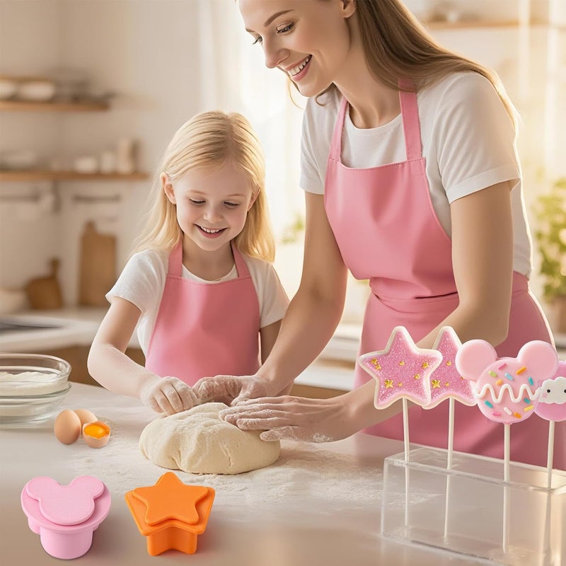 MITCHENIFY Mouse Star Shaped Cake Pop Cutter and Pusher, 3D Printed Cake Pop Molds Shapes Press Set, Baking Molds for Home Baking, Kids Cooking, Birthday Parties, Wedding Desserts - Image 5