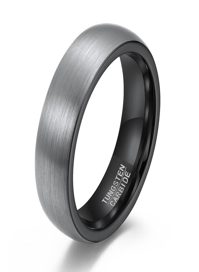 VQYSKO Tungsten Wedding Band Rings for Men | 6mm Black Domed Brushed Tungsten Wedding Band Rings for Men High Polish Comfort Fit (6mm Black, 12) - Image 1