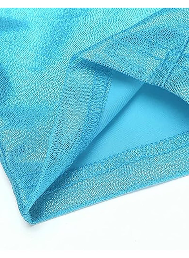 Toddler Womens Girls Gymnastics Shorts, Sparkle Tumbling Dance Athletic Short Kids 4-13 Years Womens?blue/sliver120? - Image 5