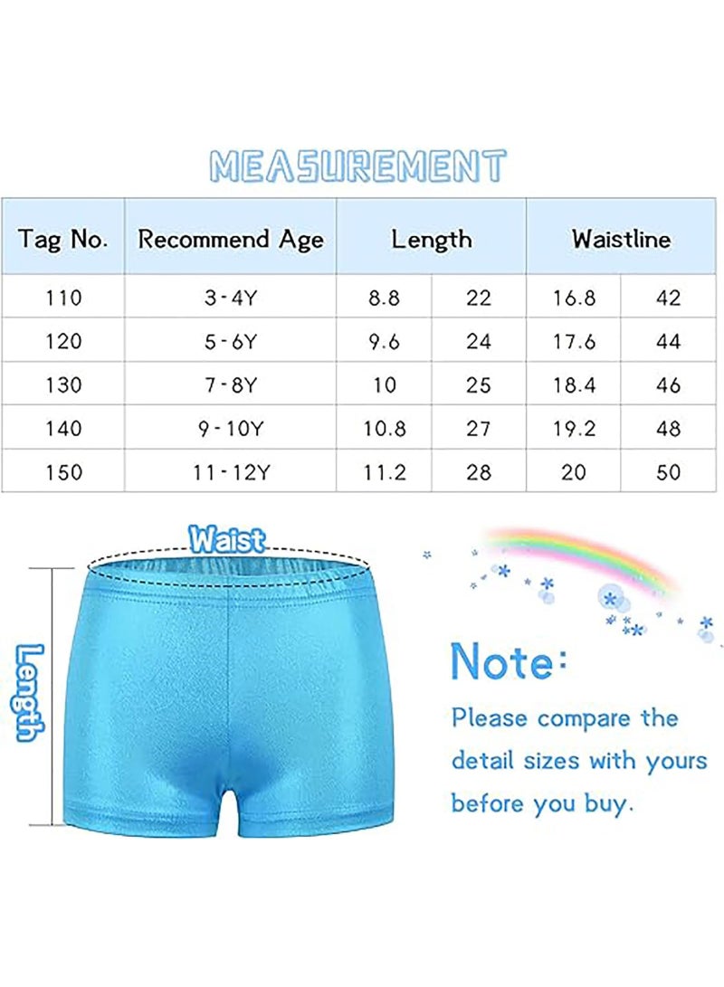 Toddler Womens Girls Gymnastics Shorts, Sparkle Tumbling Dance Athletic Short Kids 4-13 Years Womens?blue/sliver120? - Image 2