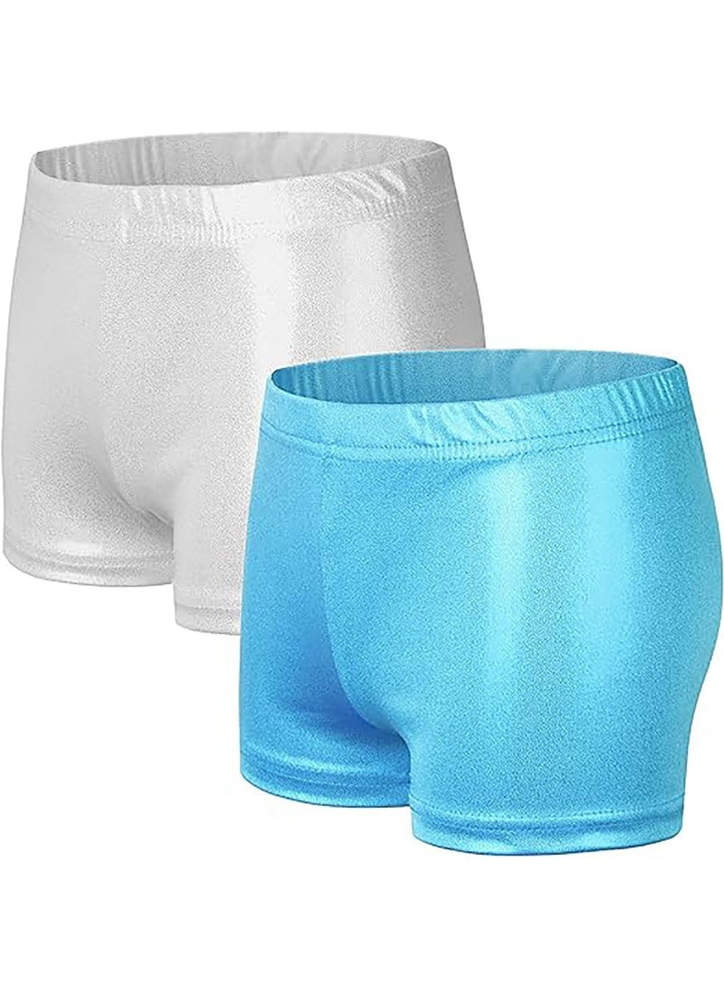 Toddler Womens Girls Gymnastics Shorts, Sparkle Tumbling Dance Athletic Short Kids 4-13 Years Womens?blue/sliver120? - Image 4
