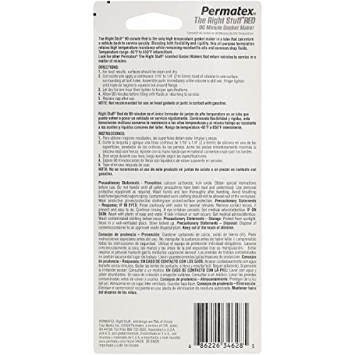 Permatex بيرماتكس 34628 رايت ستاف 90 دقيقة صمغ حشوات حرارية حمراء، 3 أونصات - Image 2
