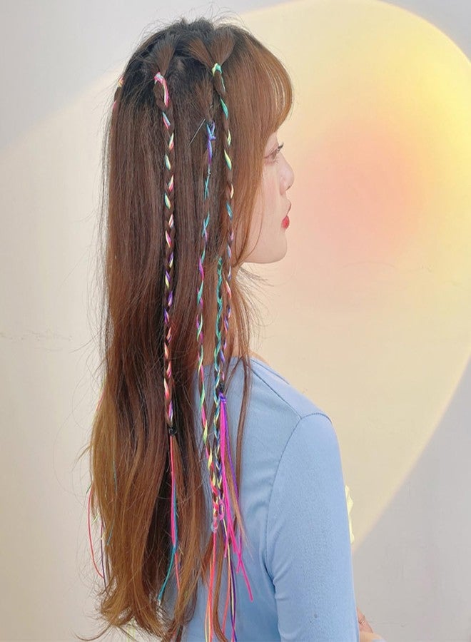 BASEMMAHER 50cs Colorful Hair Wrap String Braiding Ties Hair Extensions Rope Band - Sturdy Rainbow Gradient Color Yarn for Women Girls Braids Hair Styling Accessories - Image 5