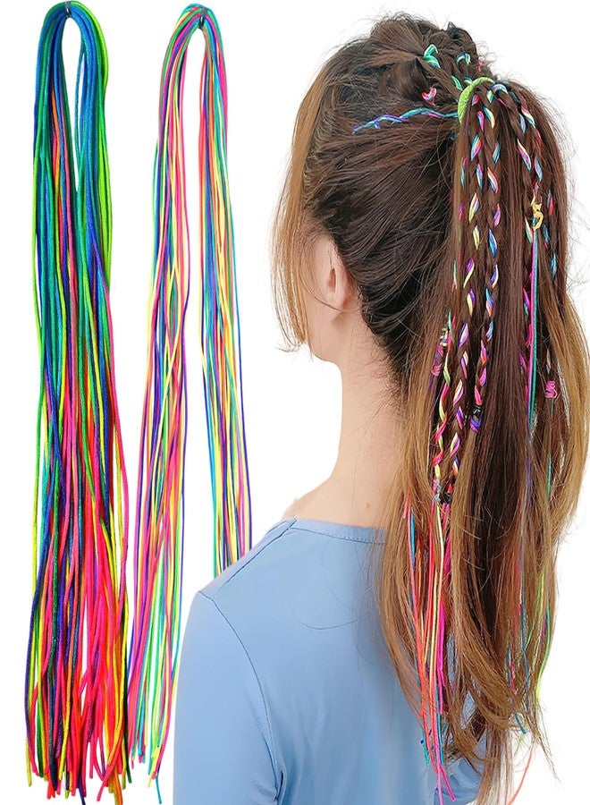 BASEMMAHER 50cs Colorful Hair Wrap String Braiding Ties Hair Extensions Rope Band - Sturdy Rainbow Gradient Color Yarn for Women Girls Braids Hair Styling Accessories - Image 1