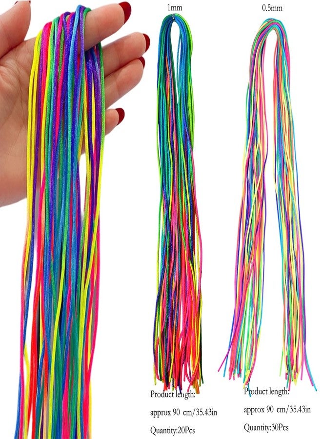 BASEMMAHER 50cs Colorful Hair Wrap String Braiding Ties Hair Extensions Rope Band - Sturdy Rainbow Gradient Color Yarn for Women Girls Braids Hair Styling Accessories - Image 2