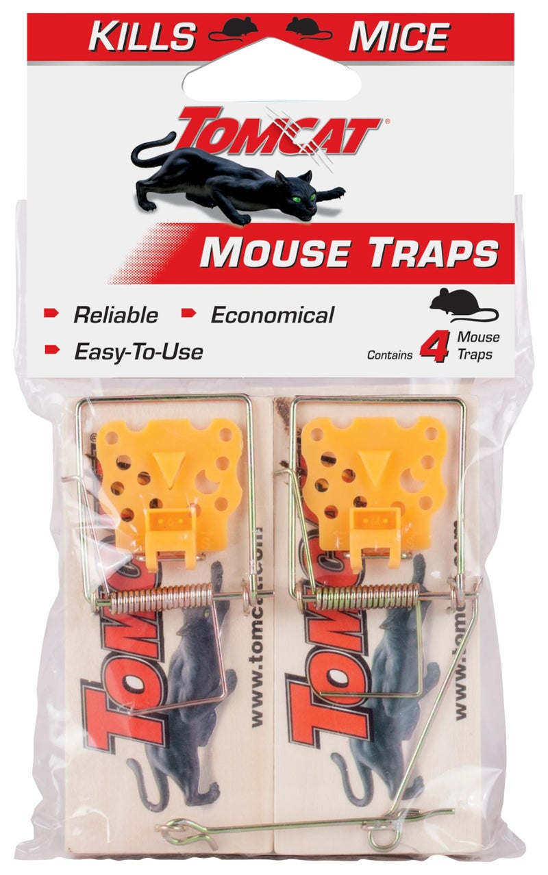 Tomcat Wooden Mouse Traps - Disposable Non-Chemical Mouse Trap for Homes, Garages and Basements, 4 Pack - Image 1