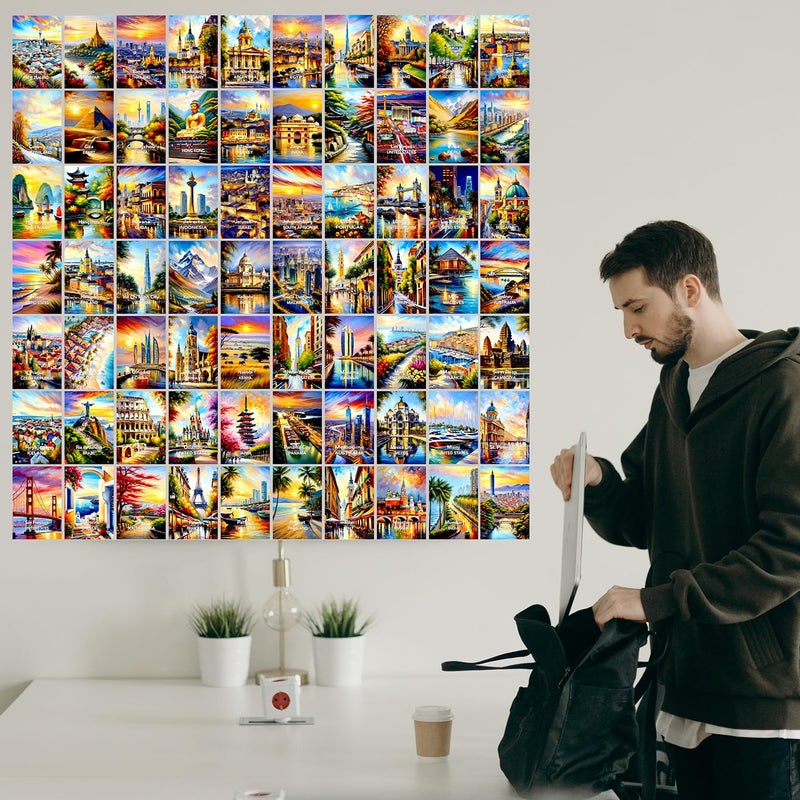 PARTH IMPEX 100Pcs Vintage Travel Postcards - World Travel Wall Art Prints, Retro Popular Cities Posters Collage Kit, Trendy City Landscape Aesthetic Pictures for Teen Dorm Bedroom Room Decor - 4" x 6" Photo - Image 3