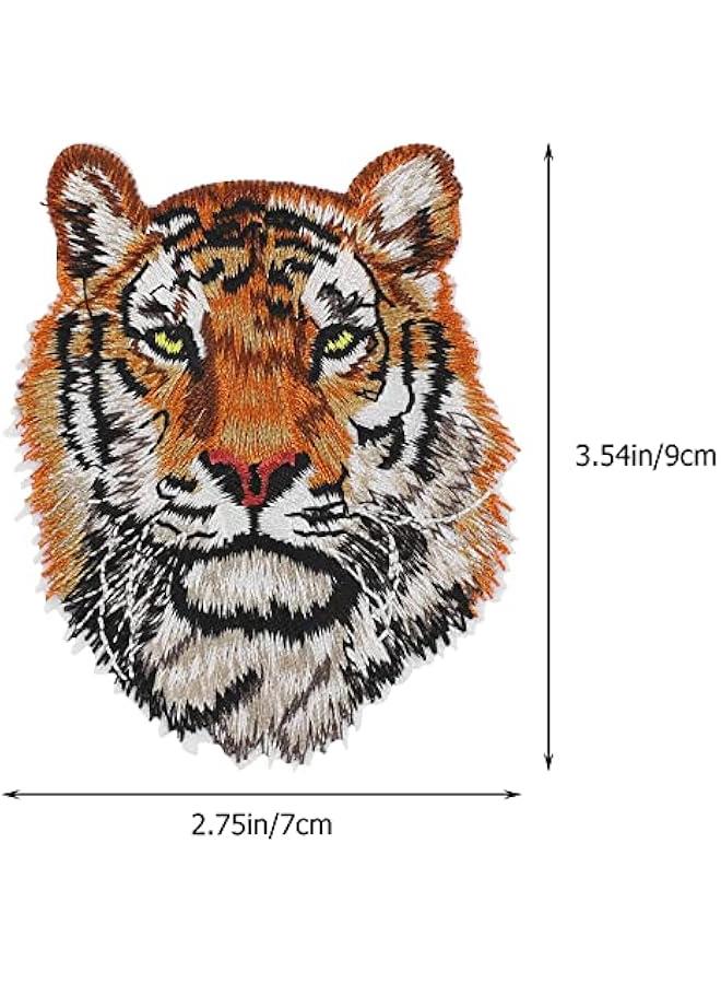 Arabest Set of Five Tiger Head Iron-On Embroidered Patches for Clothing Accessories Including Hats and Backpacks Ideal for Sewing and Repairs Size 3.54 by 2.75 Inches - Image 2