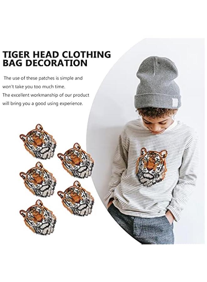 Arabest Set of Five Tiger Head Iron-On Embroidered Patches for Clothing Accessories Including Hats and Backpacks Ideal for Sewing and Repairs Size 3.54 by 2.75 Inches - Image 4