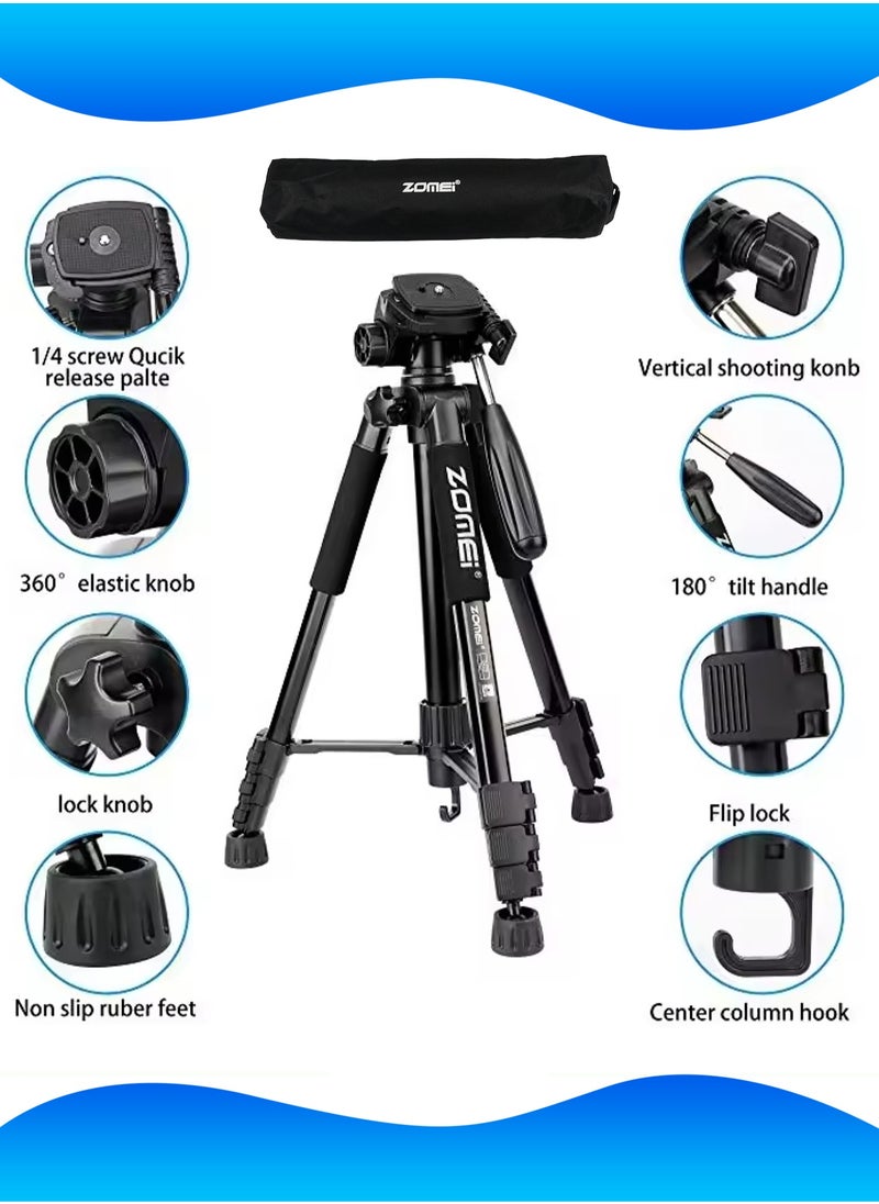 Zomei - Aluminum Alloy Tripod - 140cm Foldable Stand - DSLR Camera Stand - Smart Phone Live Stand -  Portable Holder for Projector, Fill Light - Image 1