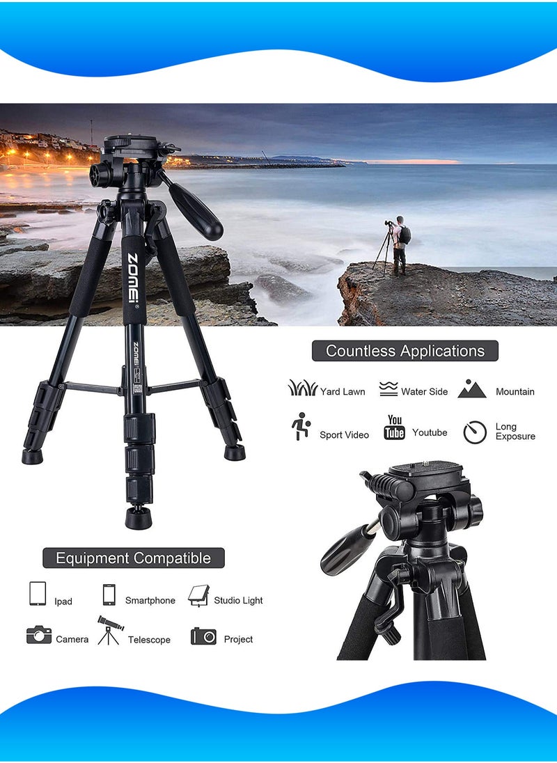 Zomei - Aluminum Alloy Tripod - 140cm Foldable Stand - DSLR Camera Stand - Smart Phone Live Stand -  Portable Holder for Projector, Fill Light - Image 1