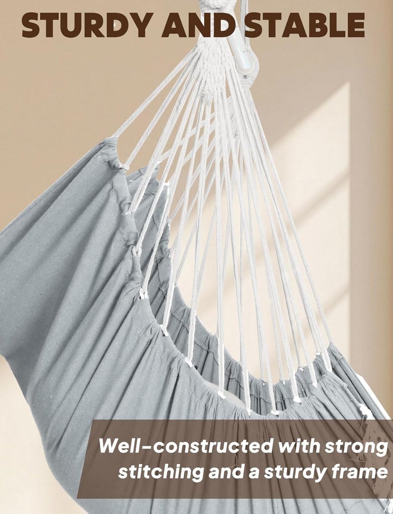Chihee Hammock Chair Hanging Swing Max 500 Lbs 2 Cushions Included Metal Spreader Bar with Anti-Slip Grooves Portable Hanging Chair Side Pocket Large Macrame Bohemian Chair Indoor Outdoor - Image 5