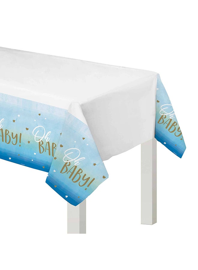 Amscan Oh Baby Boy Plastic Tablecover 54in x 102in, Baby Shower Party Supplies